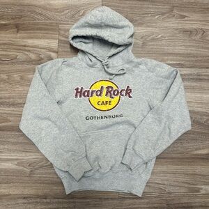 Hard Rock Cafe Gray Hoodie with Yellow and Maroon Logo